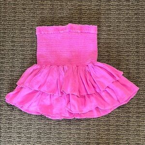Pink Bubble Mini Skirt with Smocked Ruffles